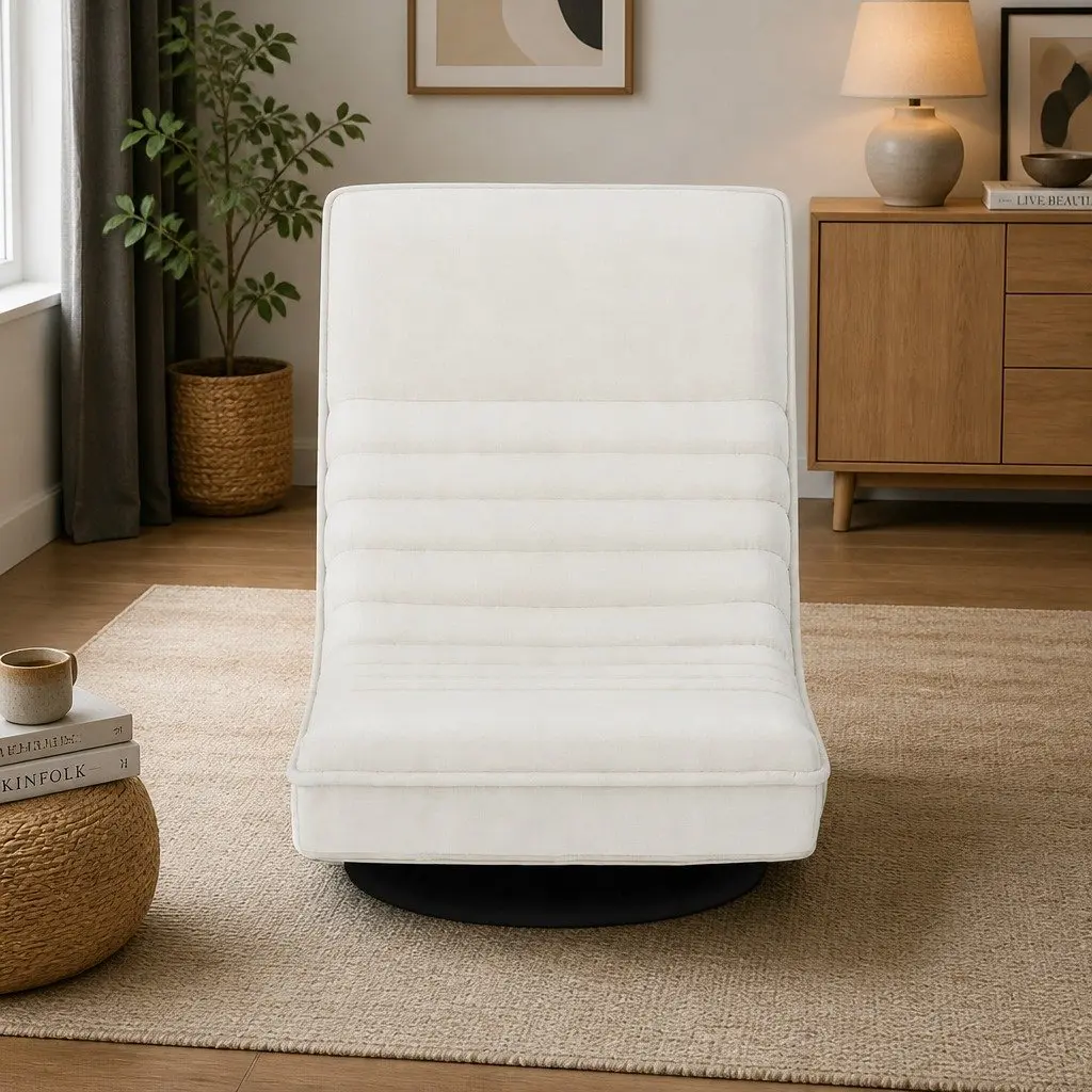 Floor Chair Lounge Sofa Swivel Foldable White Arm Chair Recliner Indoor