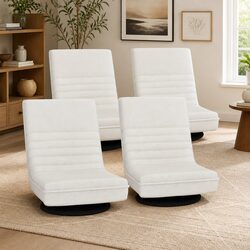 Folding Floor Lounge Chair Swivel Recliner - White
