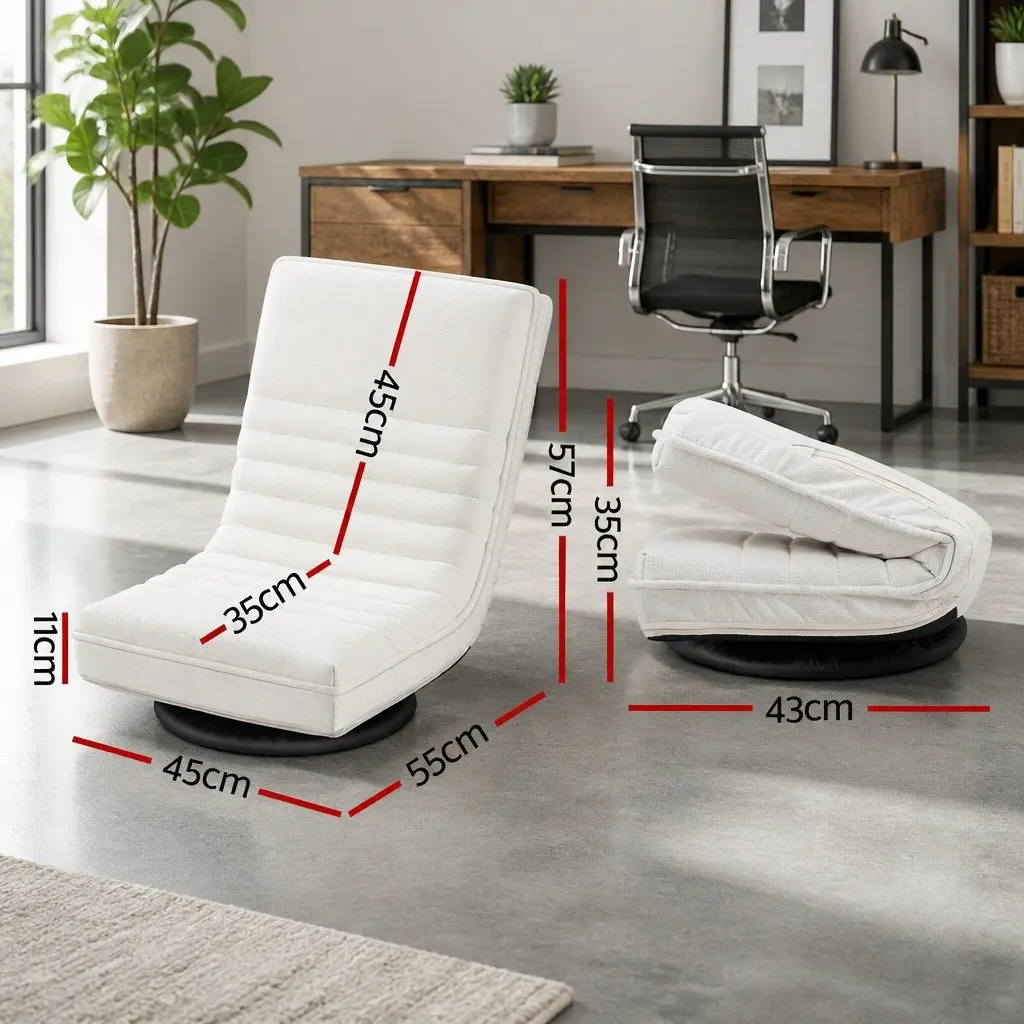 Floor Lounge Sofa Swivel Foldable Recliner Chair White