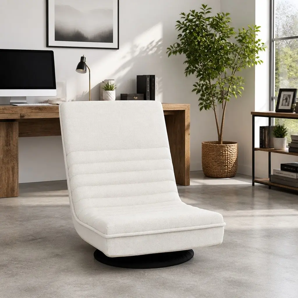 Floor Lounge Sofa Swivel Foldable Recliner Chair White