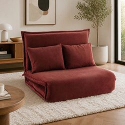 Adjustable 2-Seater Floor Lounge Sofa Bed - Orange