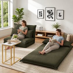 Compact Floor Lounge Sofa Bed and Marble Top Side Table
