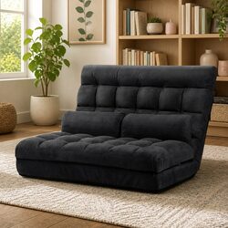 Adjustable Charcoal Floor Lounge Sofa Bed 2-Seater