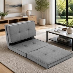 Single Adjustable Sofa Bed with Steel Frame, Light Grey