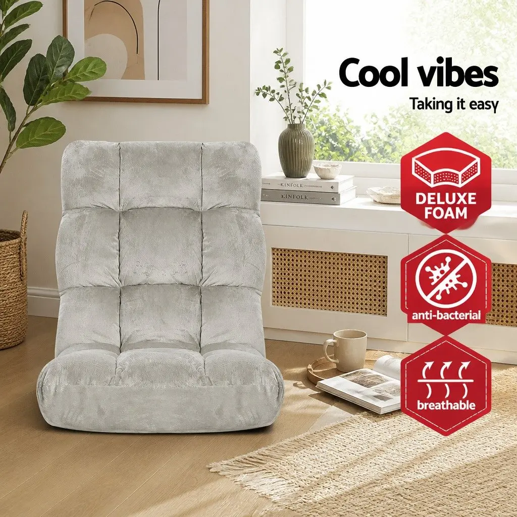 Adjustable Lounge Sofa Chair Grey Flannel 14 Positions Reclining Armchair