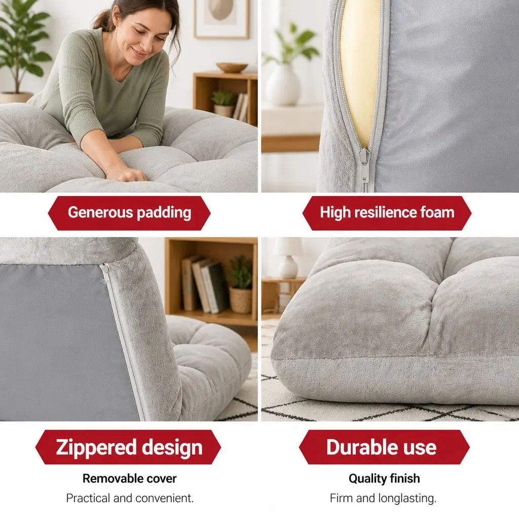 Adjustable Lounge Sofa Chair Grey Flannel 14 Positions Reclining Armchair