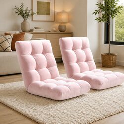 Adjustable 2PCS Floor Lounge Sofa Bed Chair in Pink