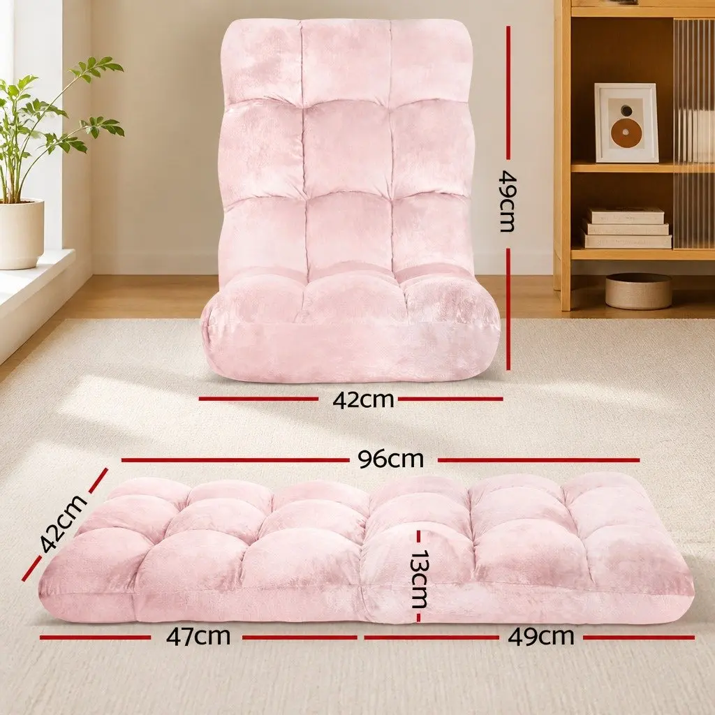 Floor Lounge Sofa Bed Chair Adjustable Recliner 14 Position Pink Flannel