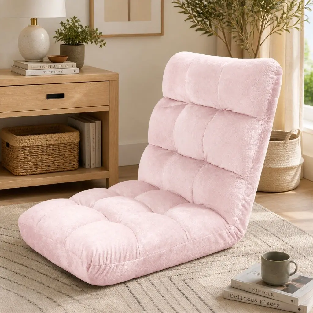 Adjustable Recliner Lounge Sofa Chair Foldable 14 Positions Pink
