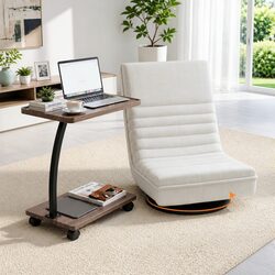 Swivel Floor Lounge Chair and Mobile Side Table Set