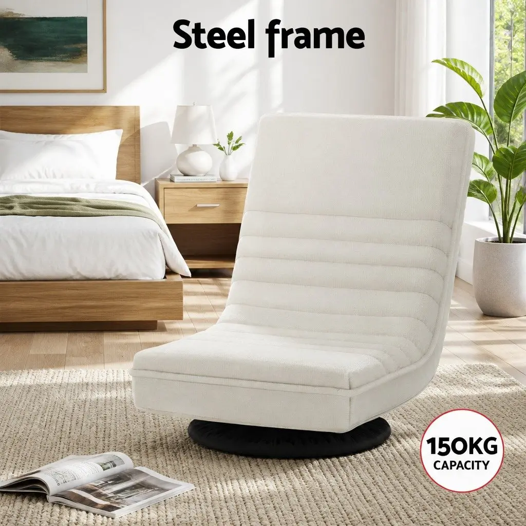 Swivel Floor Chair and Charging Station Bedside Table Bedroom Furniture Bundle
