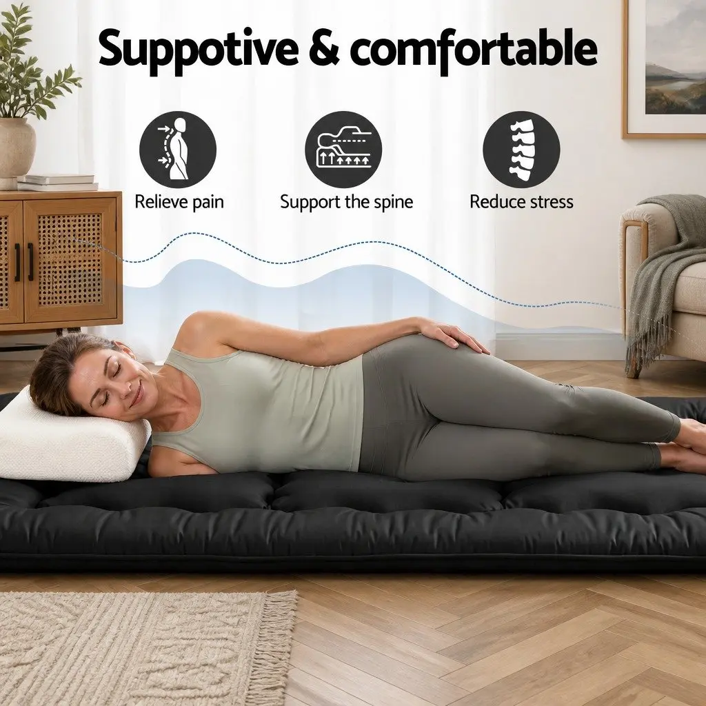 Japanese Floor Mattress Foldable 10cm Black