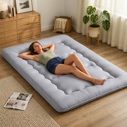 10cm Thick Grey Japanese Floor Mattress for Versatile Use