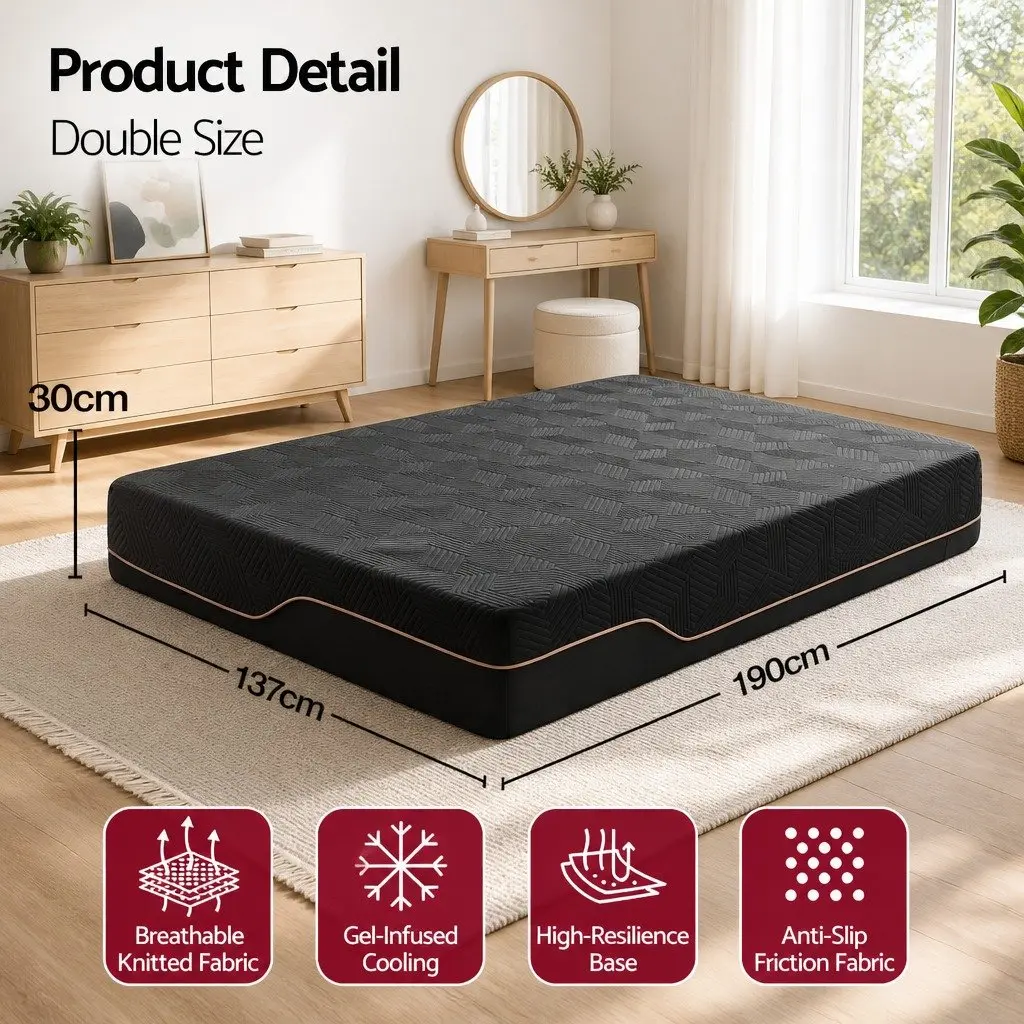 Double Memory Foam Mattress 30cm with Gel Infusion
