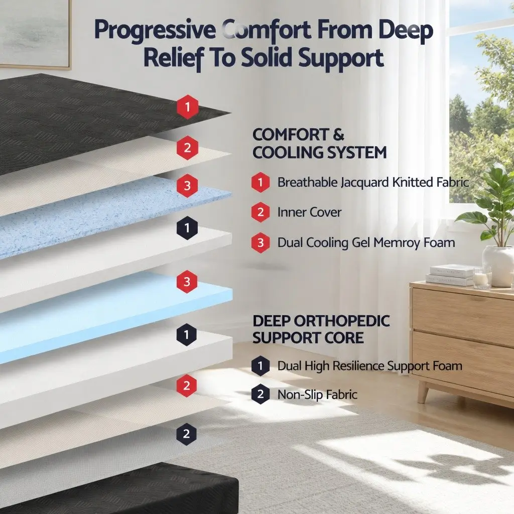 Queen Memory Foam Mattress 30cm with Cooling Gel Layers