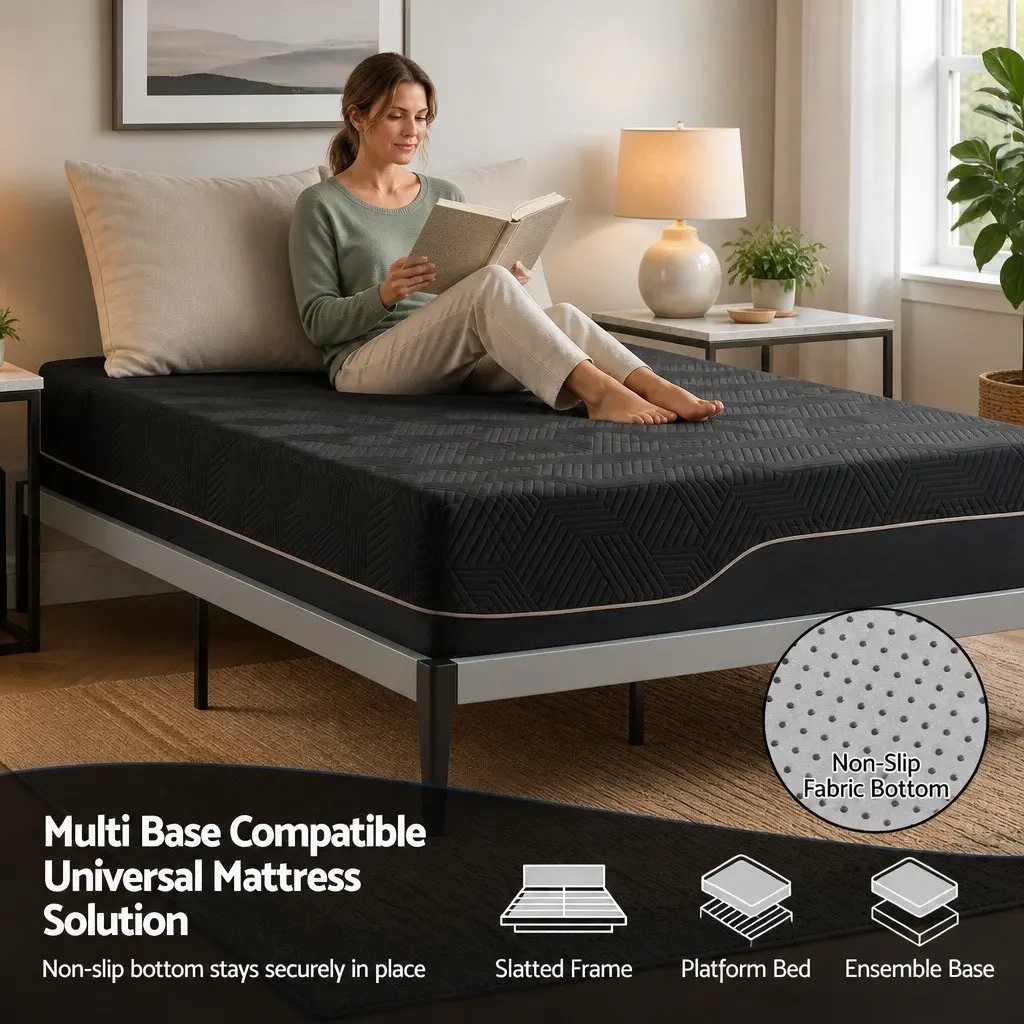Single Memory Foam Mattress Cooling Gel 30cm Medium Firm Black