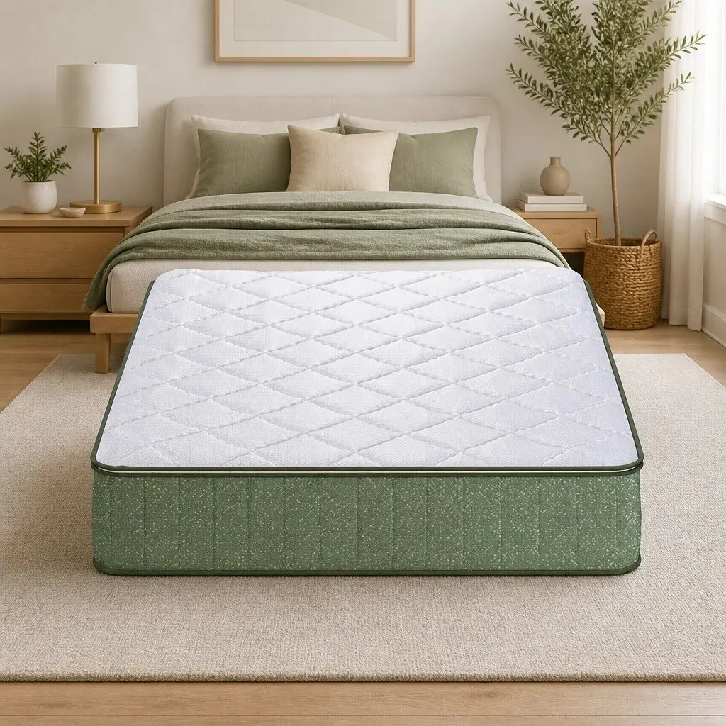 Single Memory Foam Mattress Firm Support 25cm Cooling Gel Charcoal Green and White