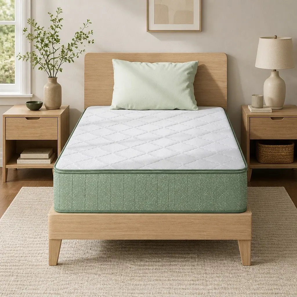 Single Memory Foam Mattress Firm Support 25cm Cooling Gel Charcoal Green and White