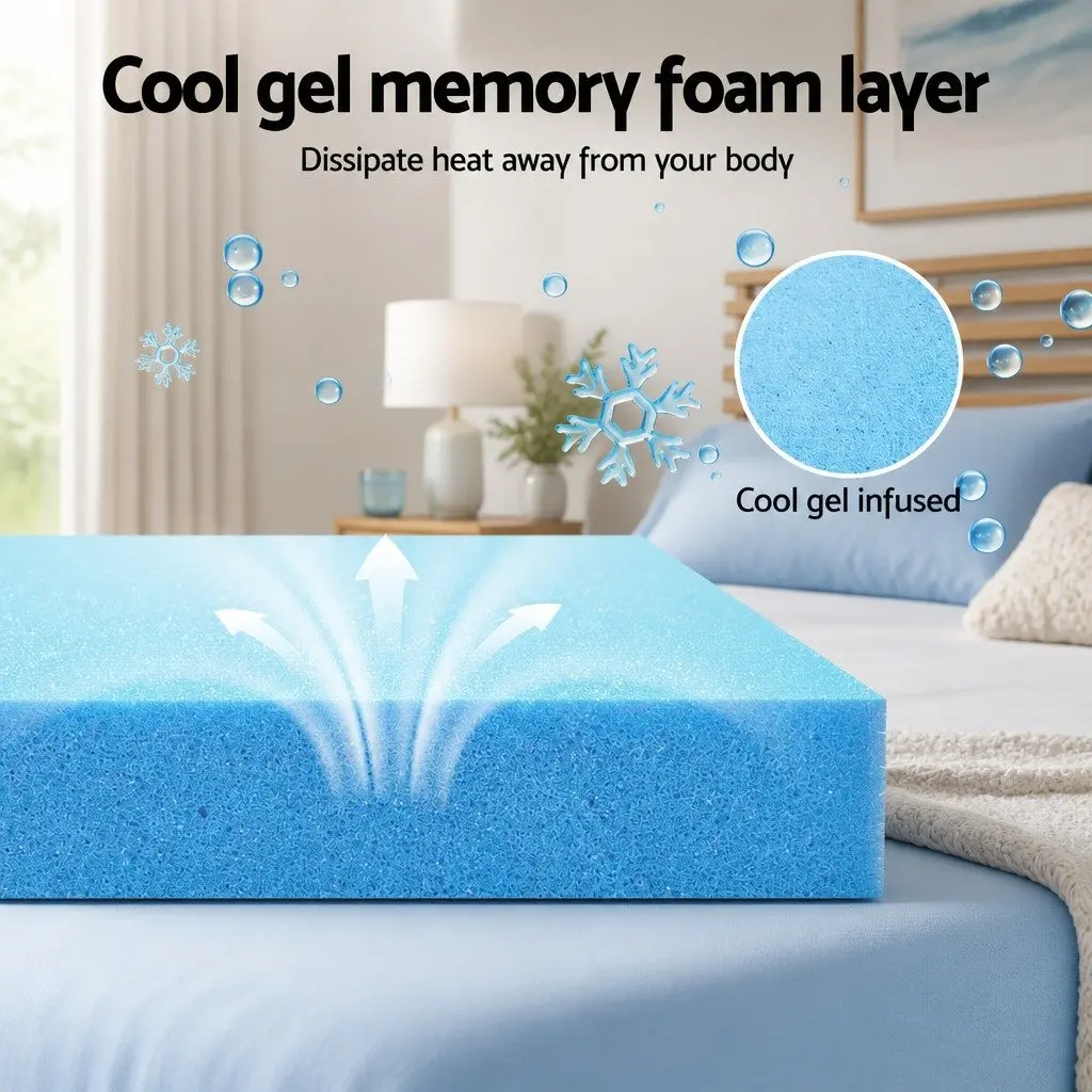 Memory Foam Mattress Cooling Gel 15cm Double Charcoal Bamboo Cover