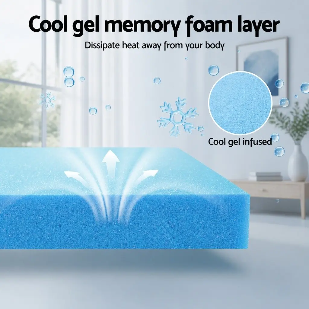 Single Memory Foam Mattress Medium-Firm 15cm Cool Gel 7-Zone Support Bamboo Cover Grey