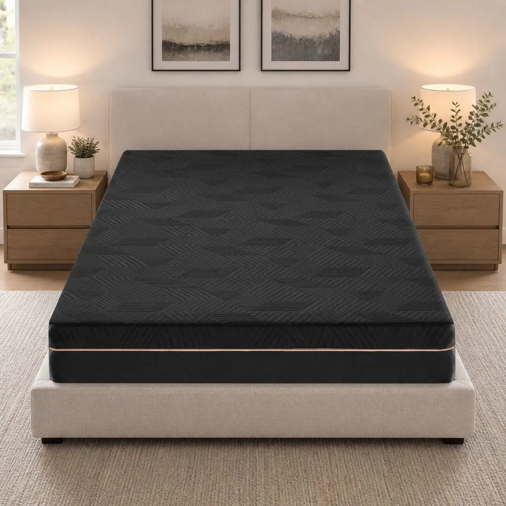 King Single Memory Foam Mattress Medium Firm 18cm Cooling Gel Black