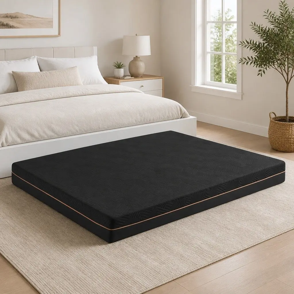 Double Memory Foam Mattress Medium-Firm 18cm Black Cooling Gel