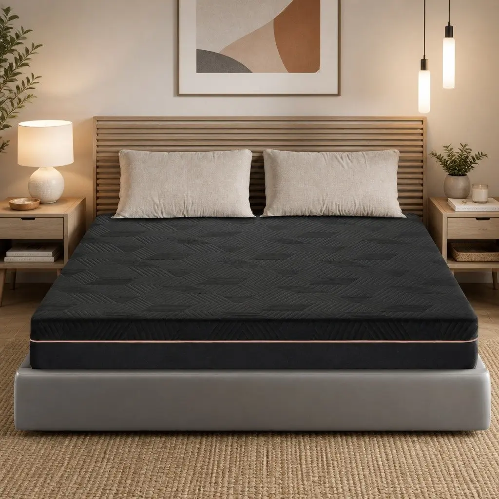 Memory Foam Mattress Medium Firm 18cm King Size Black Cooling Gel Green Tea Foam