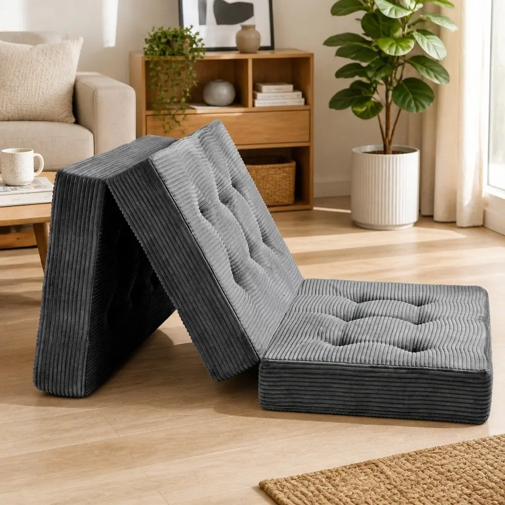 Folding Mattress with High-Density Foam and Corduroy Cover