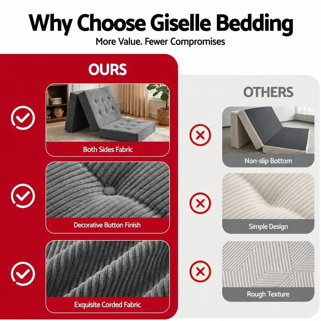 Folding Mattress with High-Density Foam and Corduroy Cover