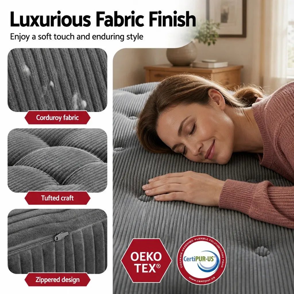 Folding Mattress with High-Density Foam and Corduroy Cover