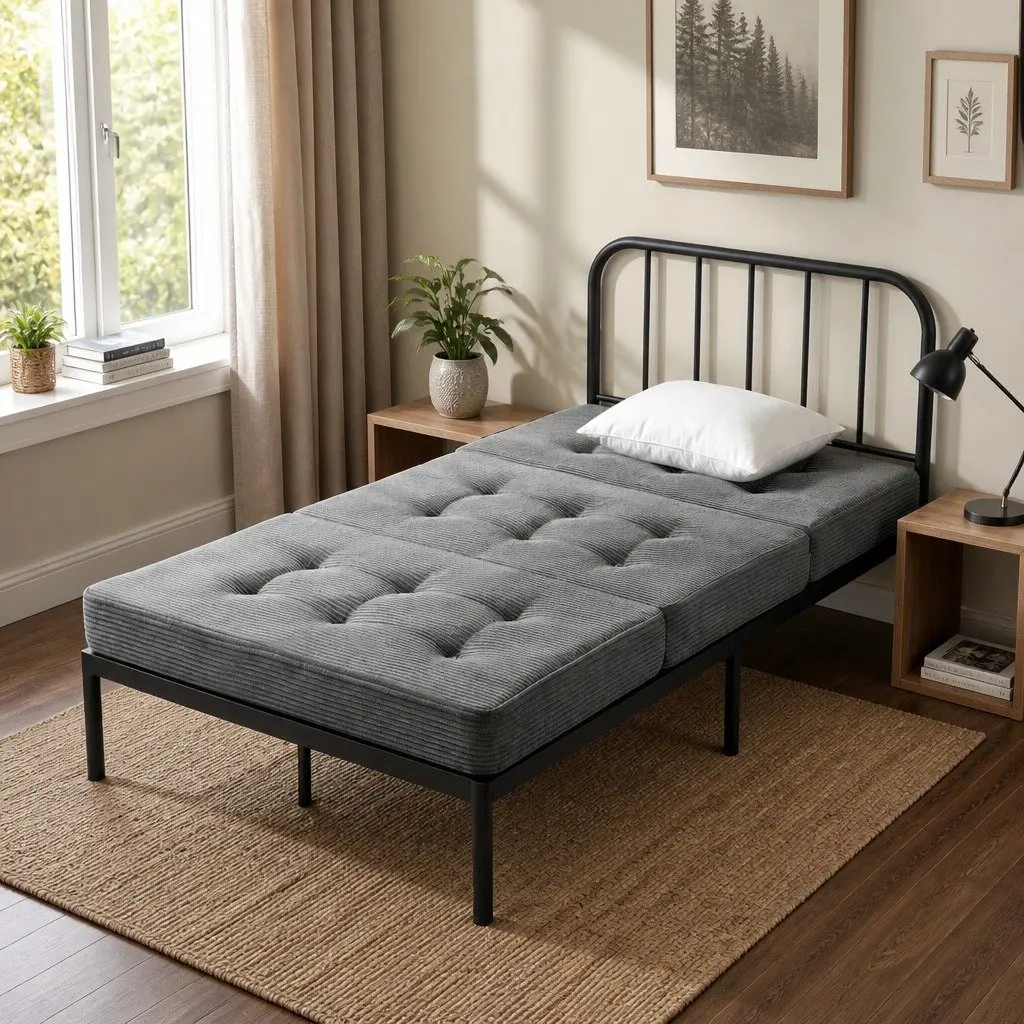 Folding Mattress with High-Density Foam and Corduroy Cover