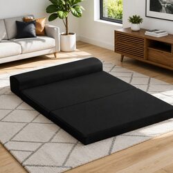Black Foldable Foam Mattress Sofa Bed with Removable Cover
