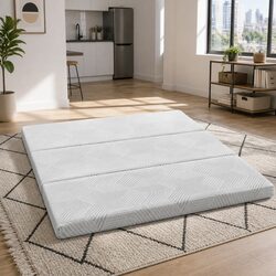 Tri-Fold Mattress Double Bed Chair in Grey - Specifications Inside