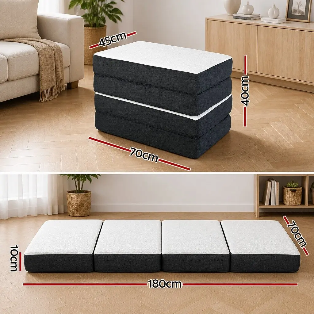 Foldable Foam Sofa Bed Single Convertible Couch Grey