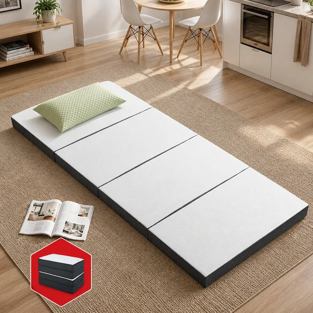 Foldable Foam Sofa Bed Single Convertible Couch Grey
