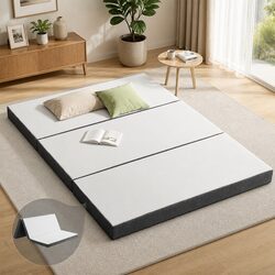 Compact 3-Fold Queen Mattress with High-Density Foam