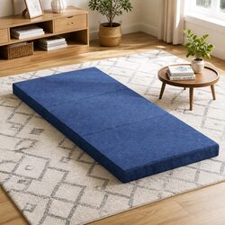 Blue Foldable Mattress with High-Density Foam