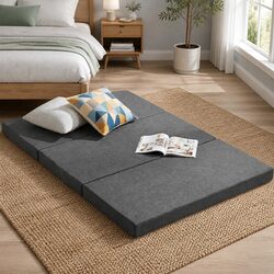 Folding Foam Mattress with Removable Cover and Storage