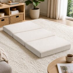 3-Fold Convertible Chair Bed Foam Mattress with Sherpa Cover