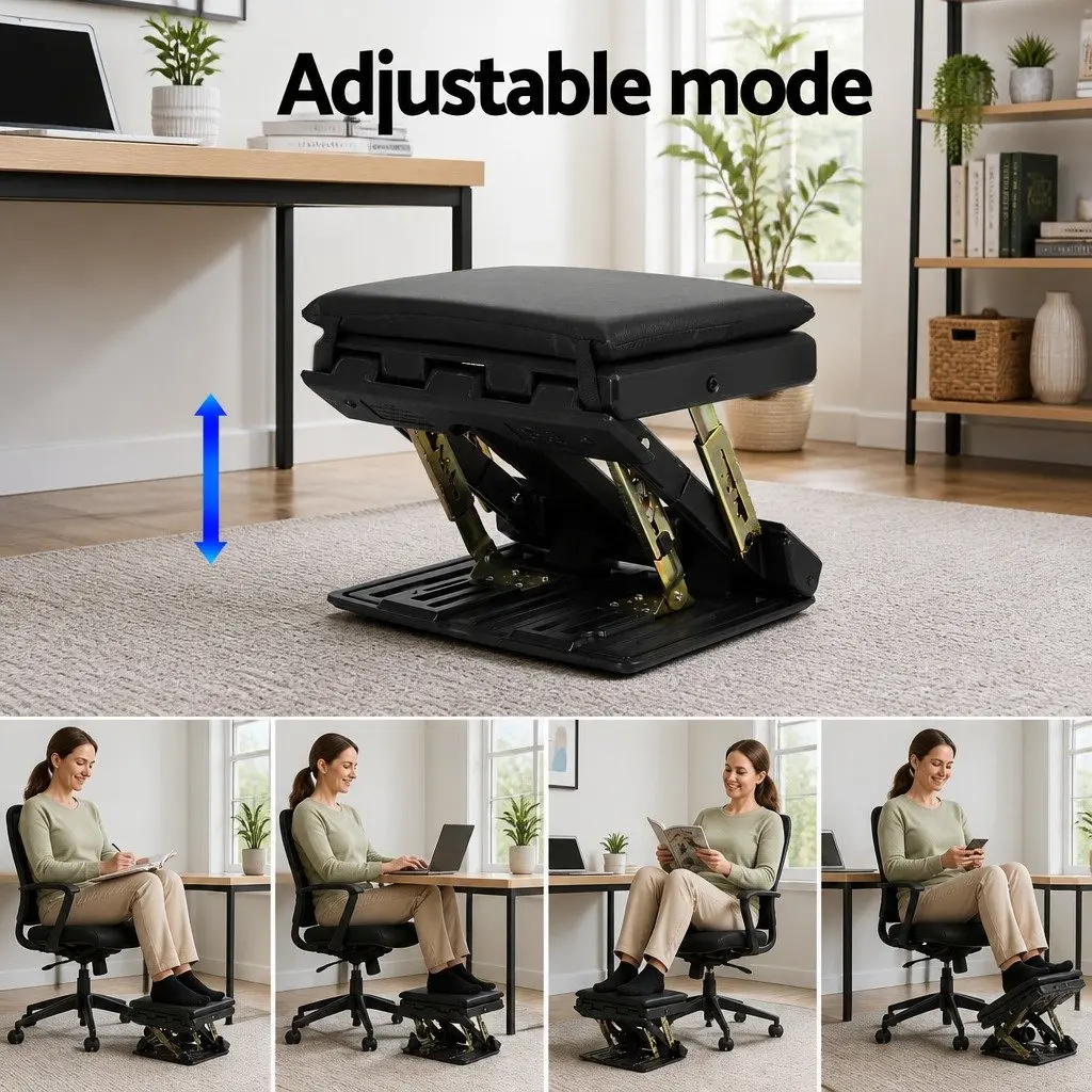Foot Rest Stool Adjustable Height and Angle Black