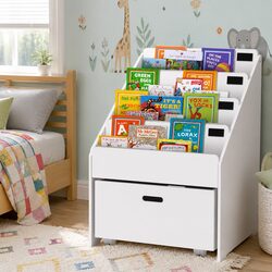 4-Tier Children’s Bookshelf with Integrated Storage