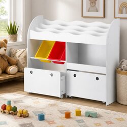 Kids Bookshelf with Removable Storage Bins and Drawers