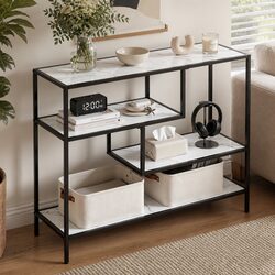 4-Tier Console Table with Slim Design and Metal Frame