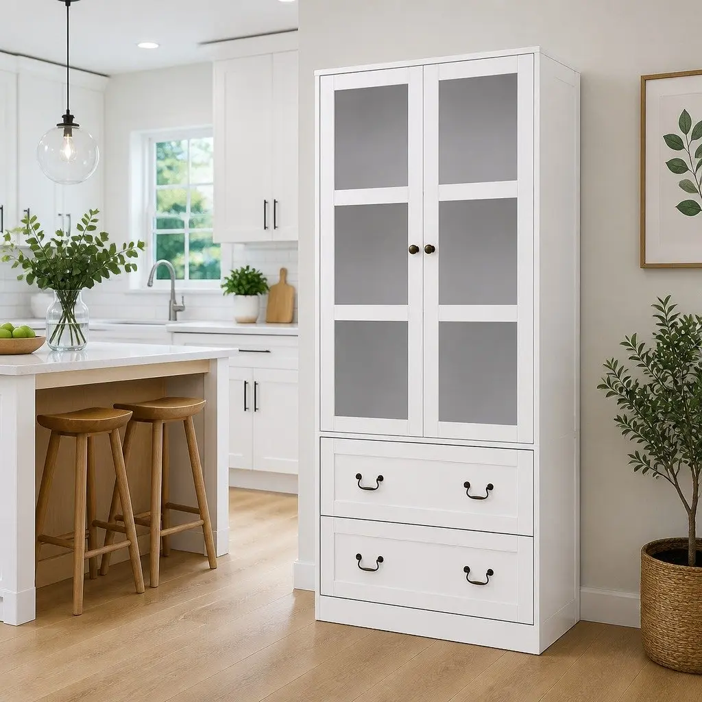 Buffet Sideboard Storage Cabinet Adjustable Shelves 180cm White
