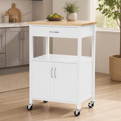 60cm White Kitchen Island Trolley with Storage Solutions