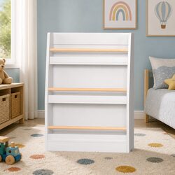 3-Tier Yellow Kids Bookshelf with Pinewood Rods