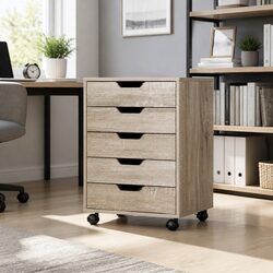 5-Drawer Mobile Filing Cabinet with Casters and Stability Locks
