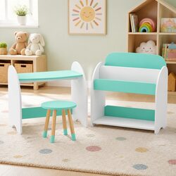 Children's 2-in-1 Table Chair and Bookshelf Storage Unit
