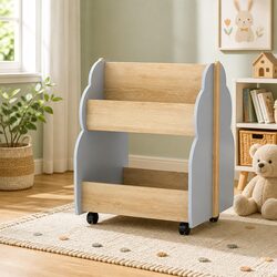 Functional Kids Bookshelf Toy Storage Organizer in Grey