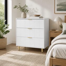 3 Drawer Chest of Drawers in White for Efficient Storage
